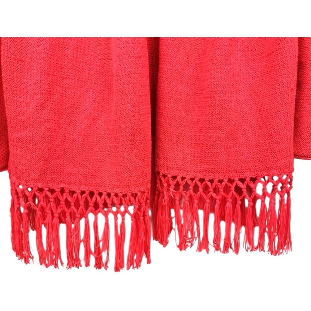 Lilly Pulitzer Tatum Open Cardigan Picante Coral Fringe Scallop Size XL - Picture 3 of 7